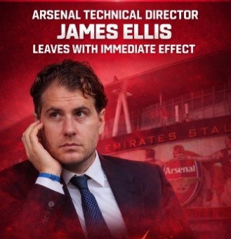 阿森纳技术总监埃利斯确认离任 五年枪手生涯画上句号