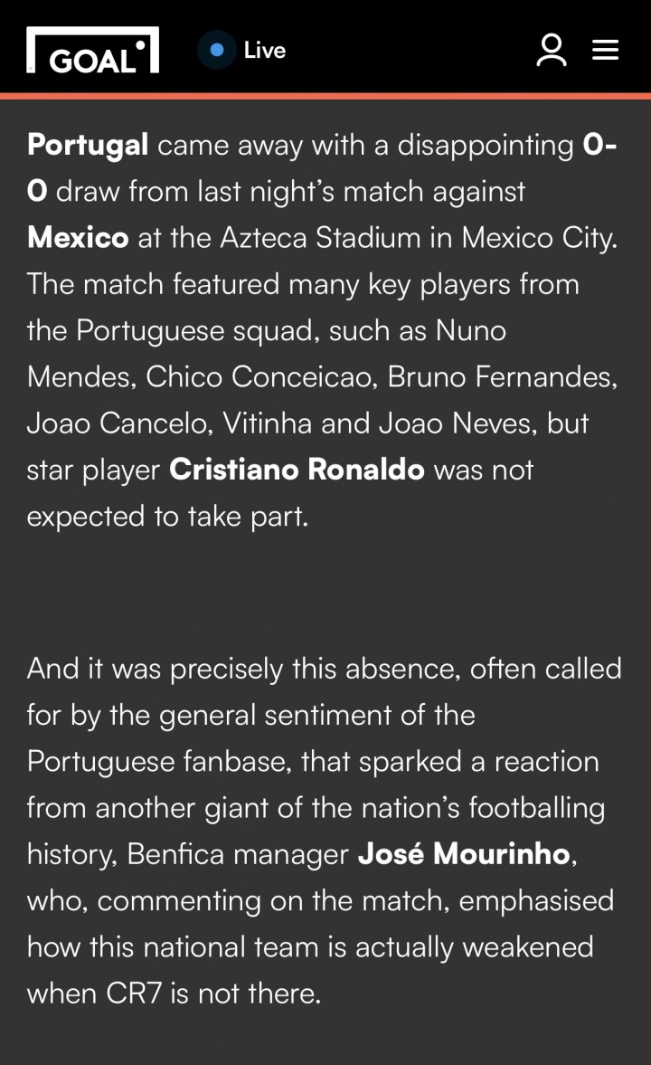 穆帅C罗言论疑为杜撰 球迷号首发无可靠信源