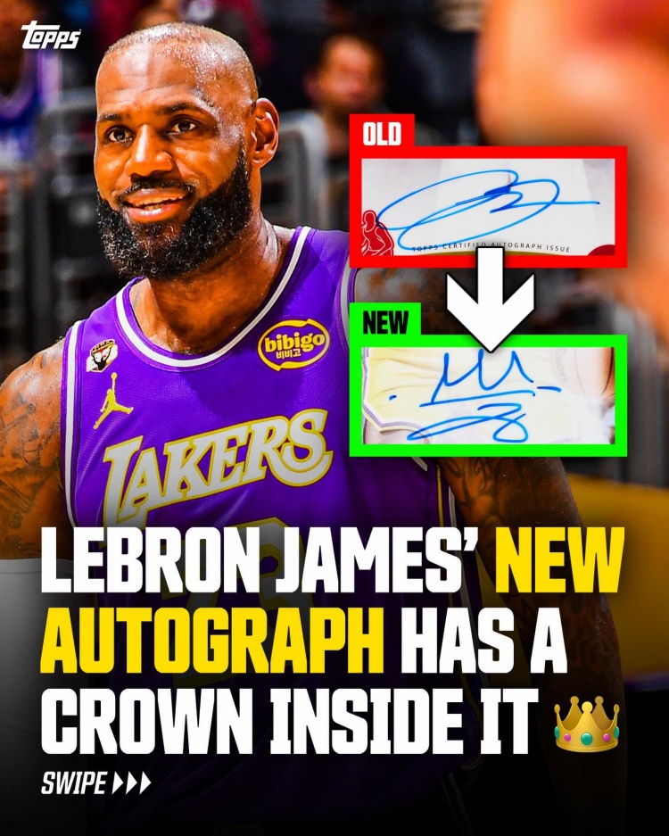 詹姆斯球星卡签名样式更新 正式加入皇冠标志 詹姆斯球星卡签名样式更新 正式加入皇冠标志