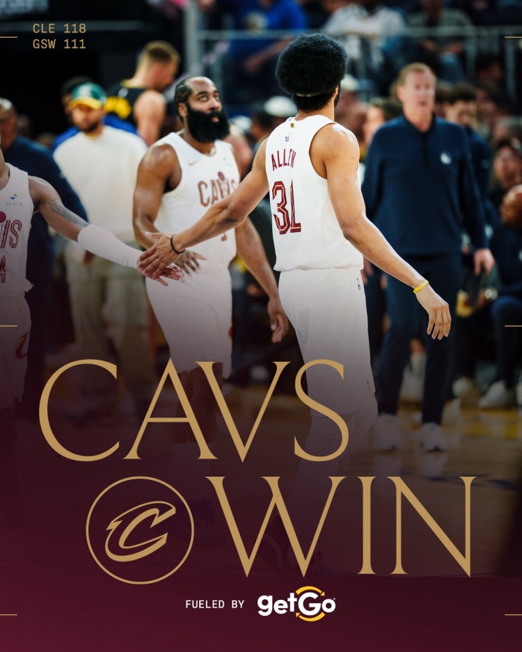 骑士主场力克勇士 哈登阿伦高效表现登官方海报 骑士主场力克勇士 哈登阿伦高效表现登官方海报