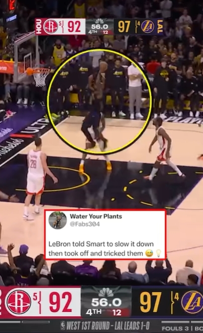 詹姆斯假意压节奏后空切暴扣终结比赛