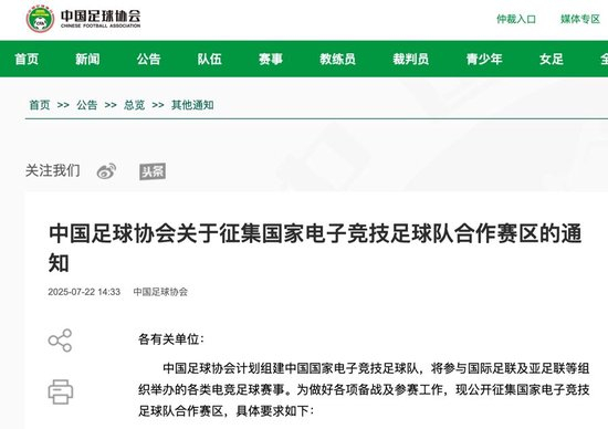 足协正式组建e国足：合作城市承担全部成本 征集赛区启动